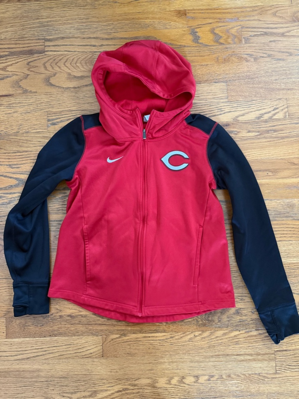 Nike Women’s Red Hooded Full-Zip Jacket with Team Logo (Cincinnati Reds)